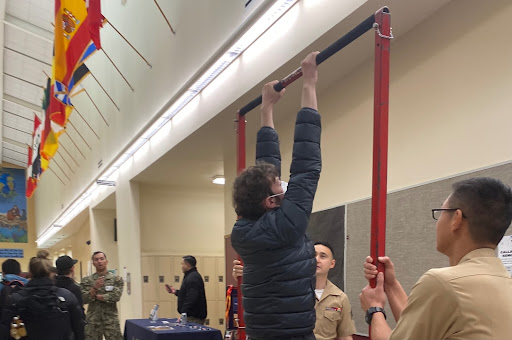 Staff writer Kyle Gerstel attempts pull-up. Photo Courtesy Julius Perez