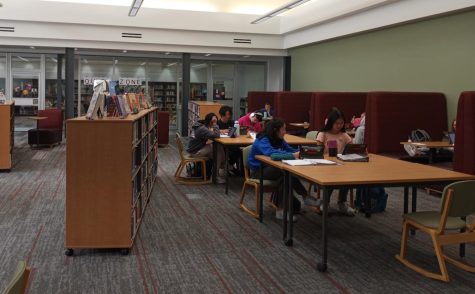 MIHS Students work in the library.
