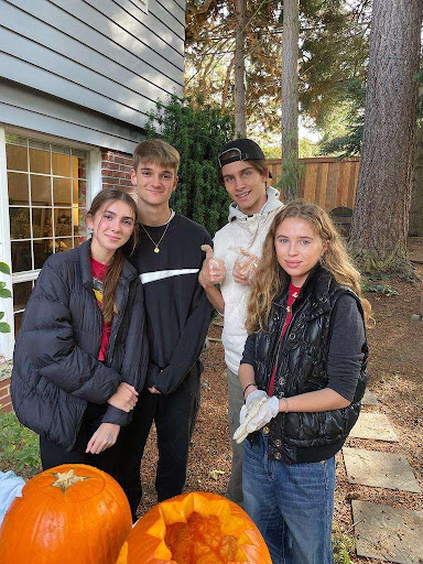 Eloi de Longcamp and Victor Massicot with MIHS host students Tiphenn and Alexanne Dumont. Photo Courtesy Alexanne Dumont
