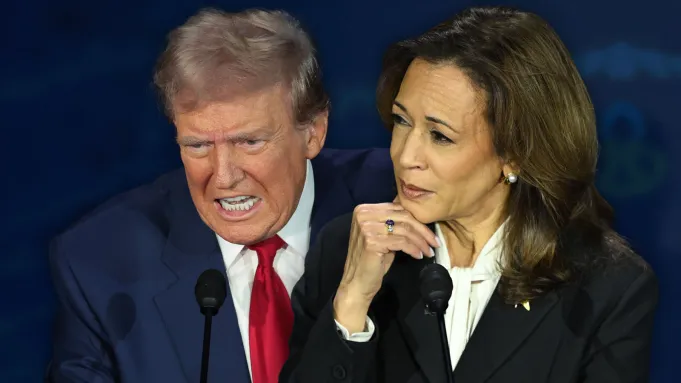 Candidates Donald Trump and Kamala Harris at the debate last Tuesday. Photo courtesy CBS News