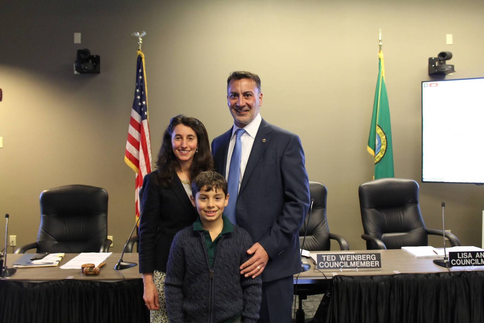 Mercer Island Mayor Salim Nice with his family. Photo courtesy the City of Mercer Island