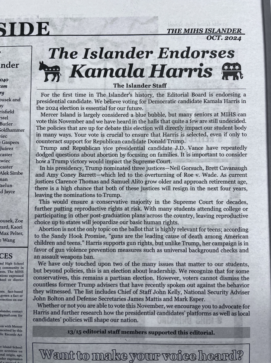 Letter to the Editor: Response to the Islander's Kamala Harris Endorsement